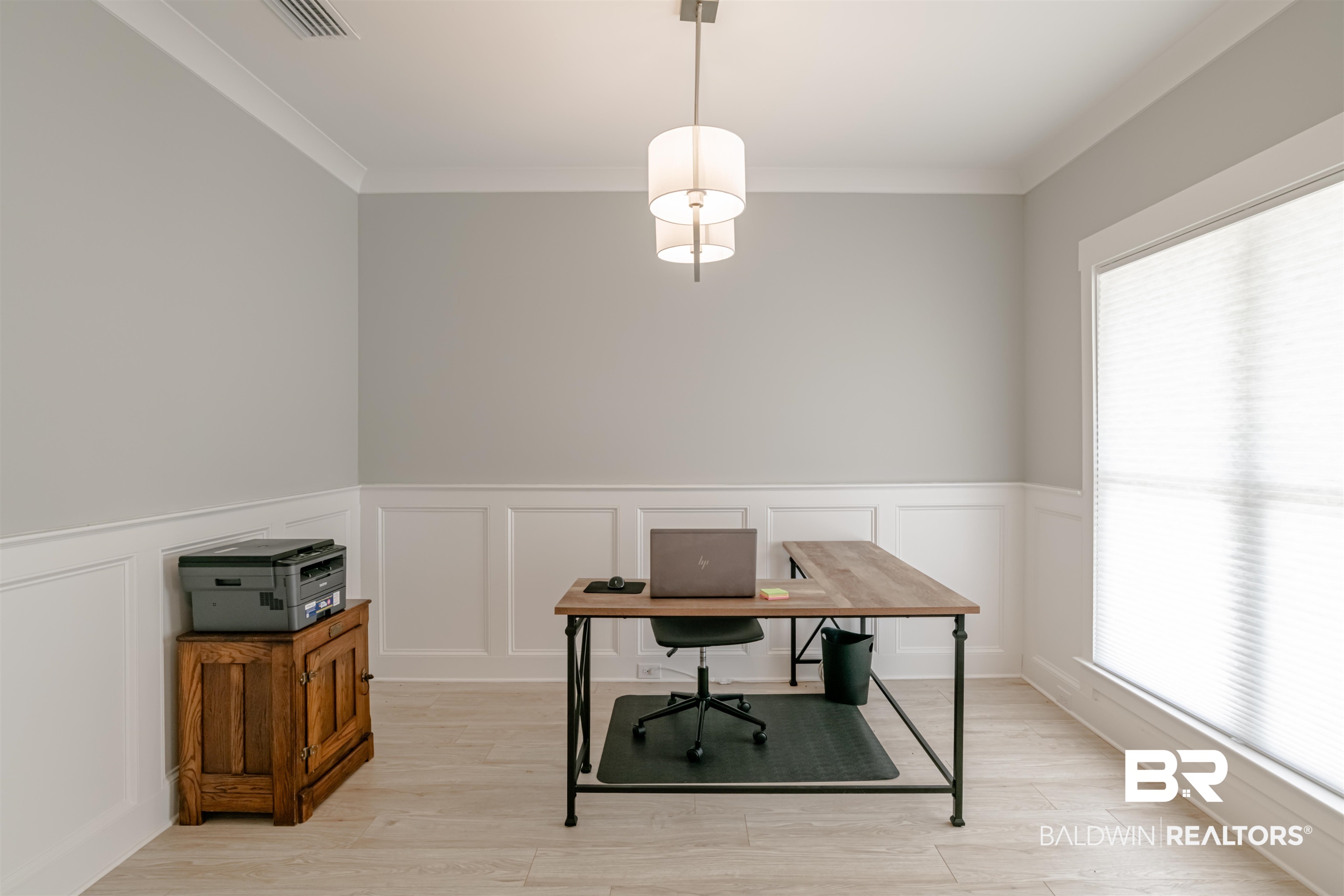 655 H Norman Lane Fairhope, AL 36532 - Photo 14 of 30 Home office / Dining Room with light wood-type flooring and ornamental molding.