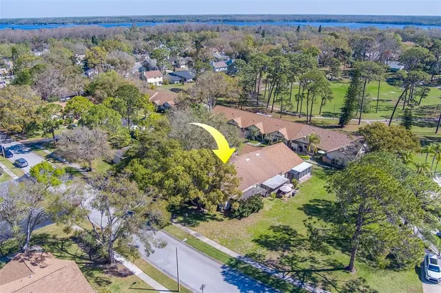 an aerial view of a house