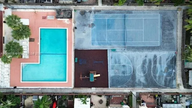 a view of a brick house with a small park