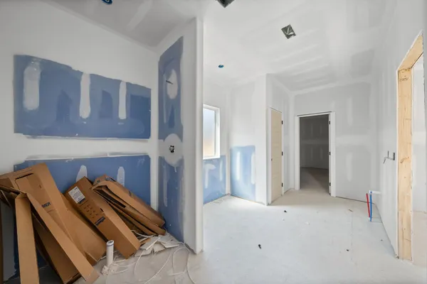 an empty room with windows