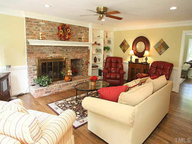 5024 Trail Ridge Drive Raleigh, NC 27613 - Photo 12 of 25 Another view of the family room showing the great fireplace Den/Family/Great Room