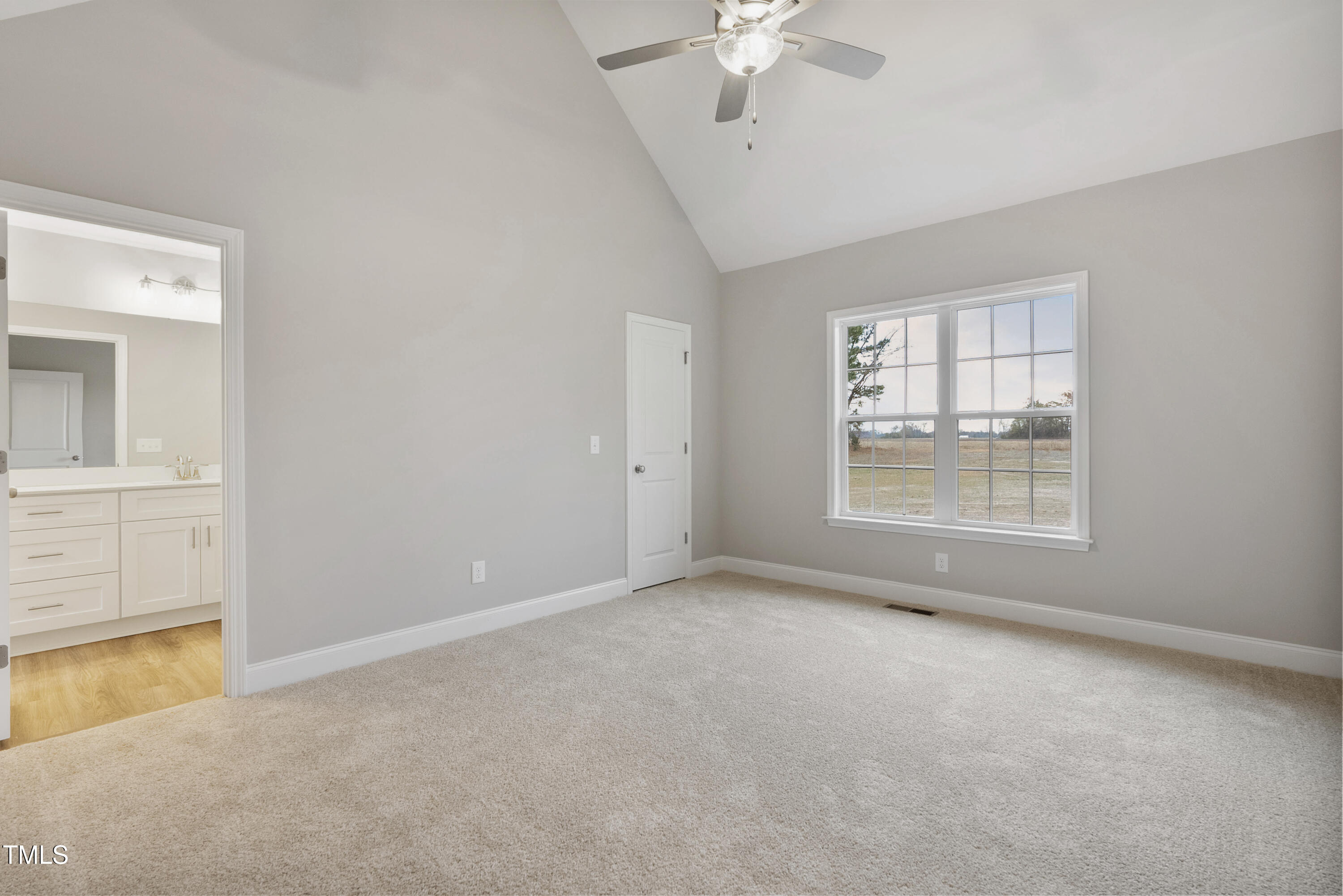 552 Rowan Road Clinton, NC 28328 - Photo 18 of 46 en empty room with windows and chandelier fan