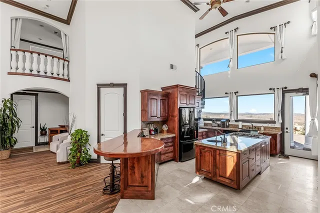 a kitchen with lots of counter top space