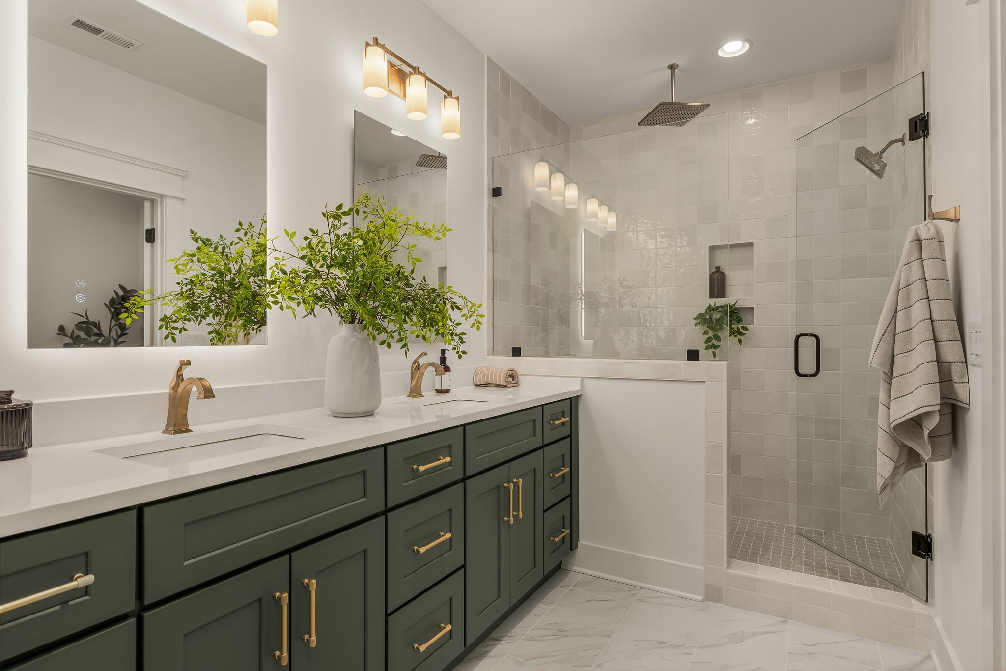 2512 Sheridan Road Nashville, TN 37206 - Photo 36 of 45 a bathroom with a double vanity sink mirror and shower