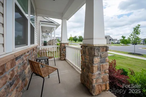 a building outdoor space with seating space