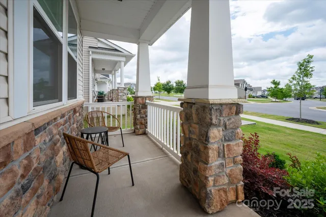 a building outdoor space with seating space