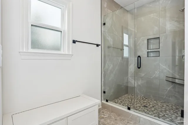 a bathroom with a shower