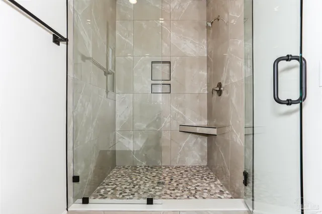 a bathroom with a shower