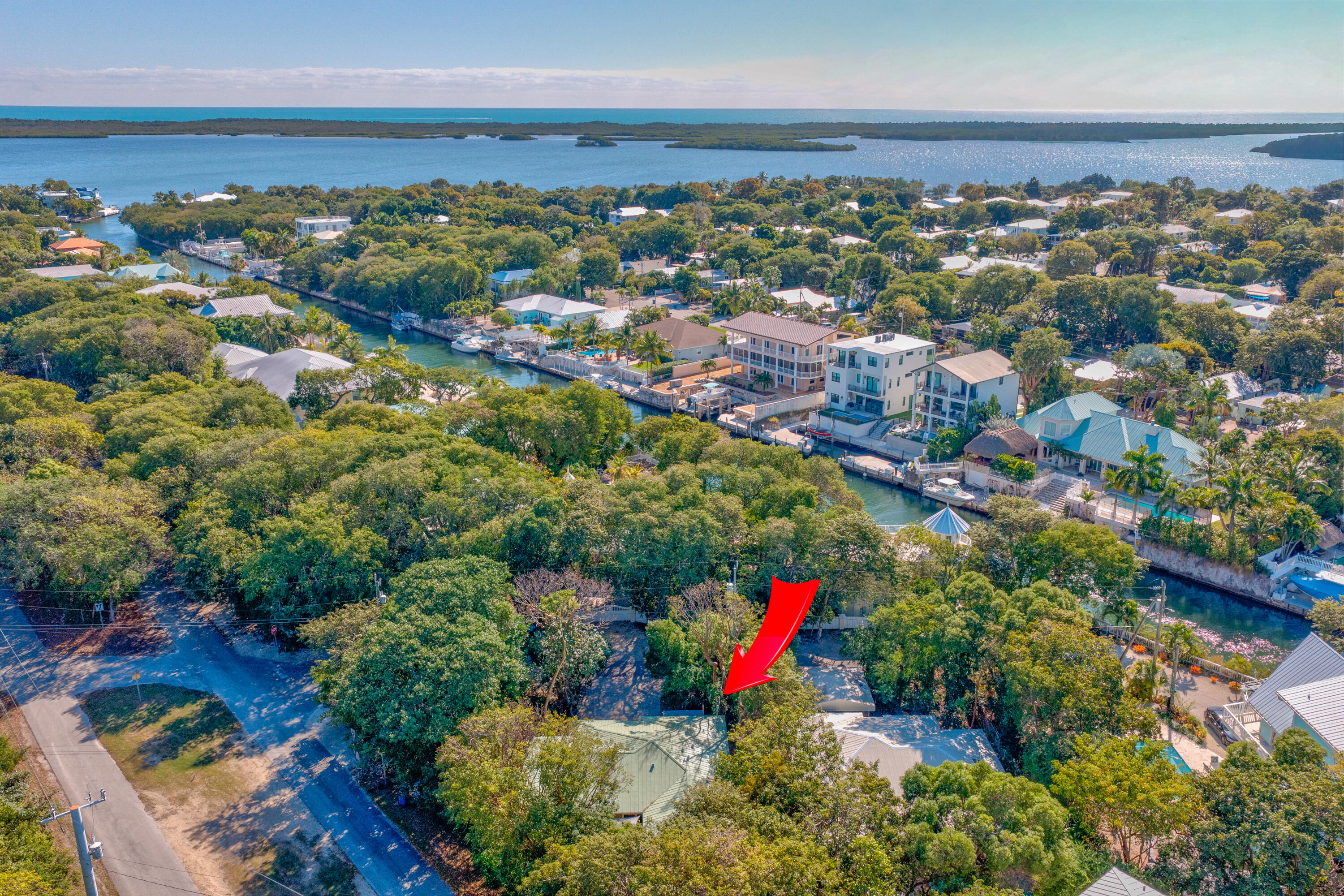 an aerial view of a houses with a swimming pool