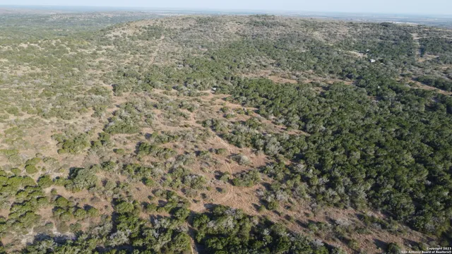 a view of a mountain in the distance in a field