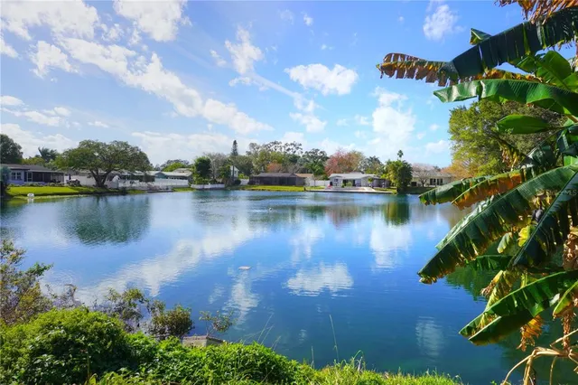 a view of a lake with houses
