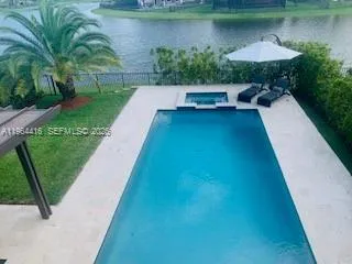 a view of a lake from a outdoor space
