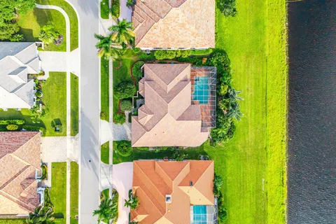 a view of a swimming pool with an outdoor space