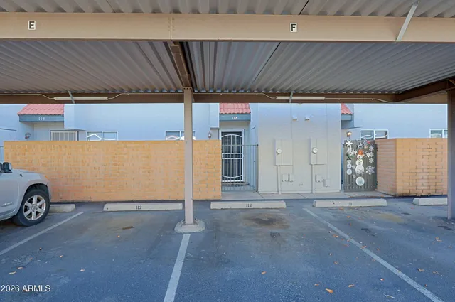 a view of wooden door