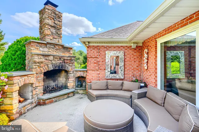 a outdoor living space with patio furniture and garden