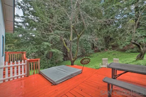 a view of a chairs and table in the patio