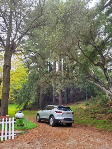 a backyard of a house with lots of green space
