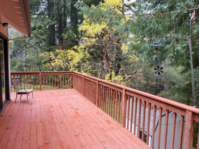 a view of a forest from a balcony