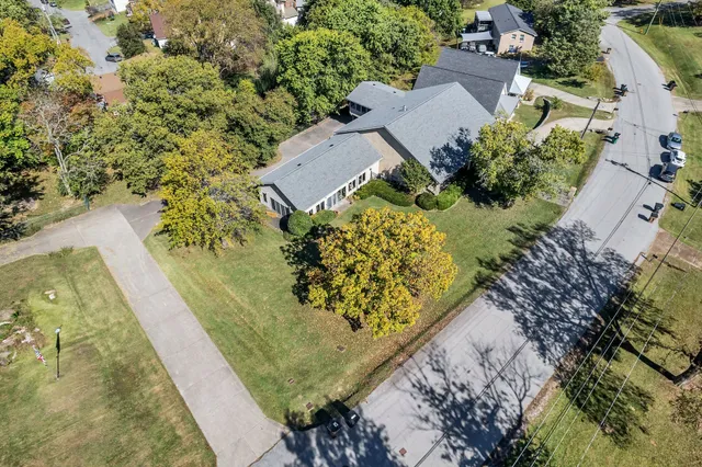 an aerial view of a house