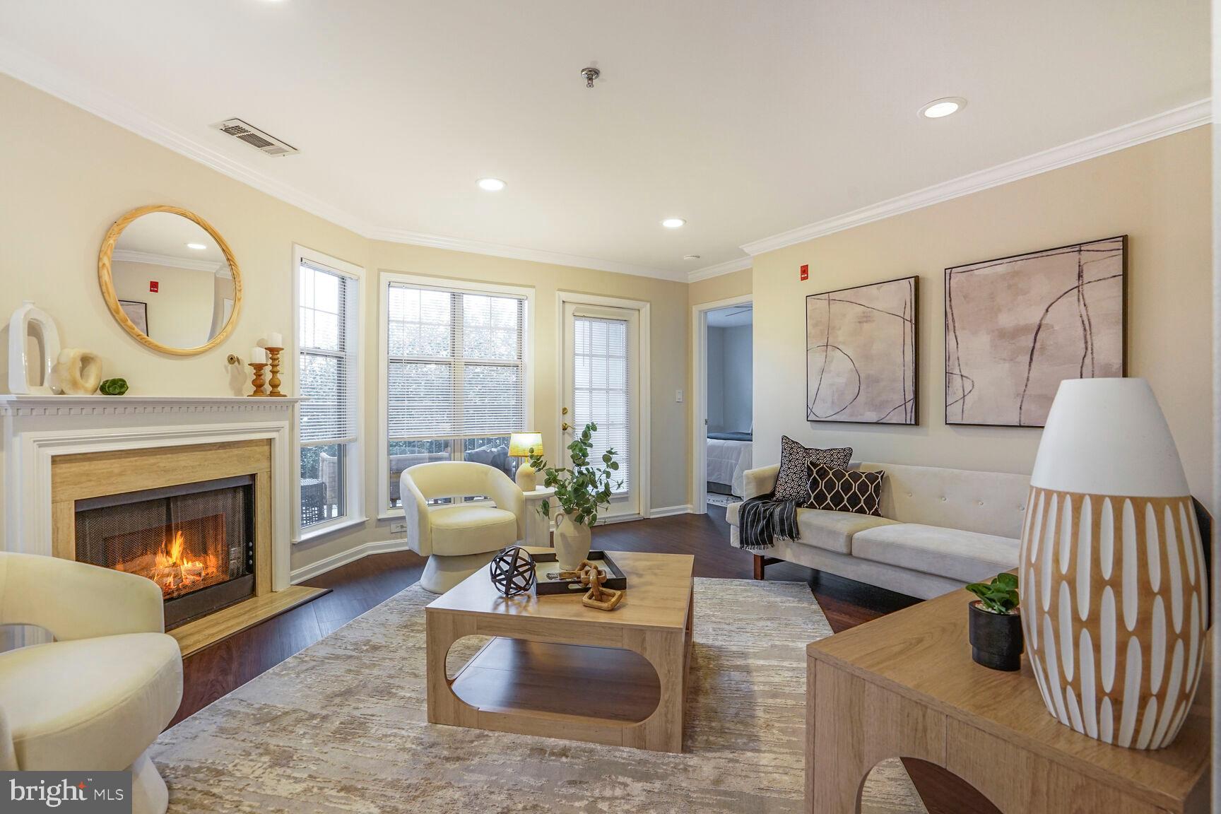 5575 Seminary Road, Unit 213 Falls Church, VA 22041 - Photo 10 of 77 Living Room - Cozy Gas Fireplace!