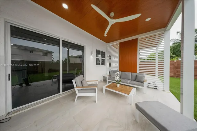 a living room with furniture