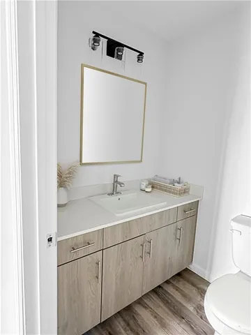 a bathroom with a toilet a sink and mirror