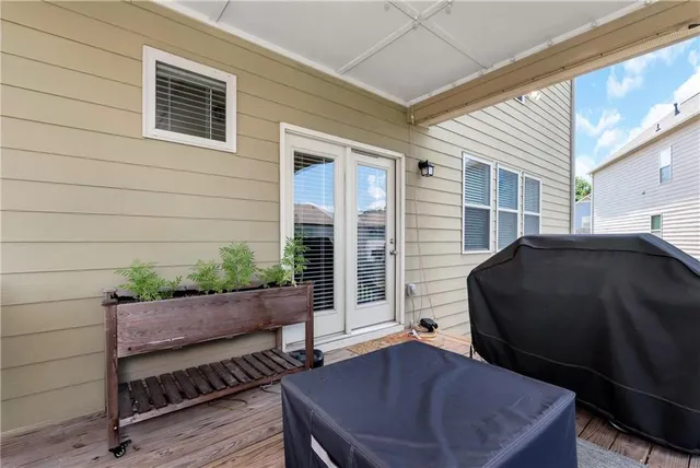 a view of a swimming pool with an outdoor space