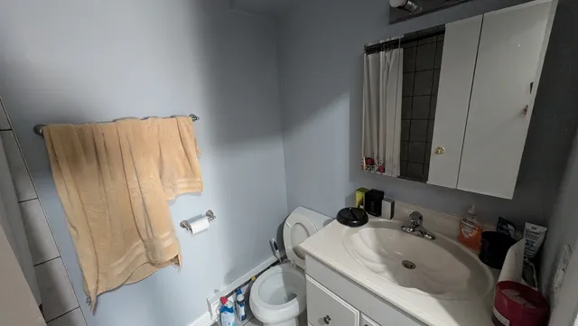 a bathroom with a bathtub