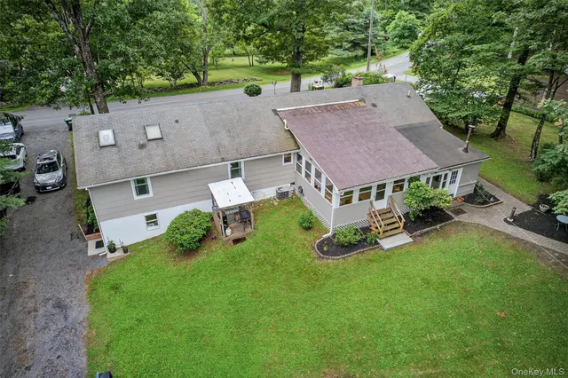 an aerial view of a house