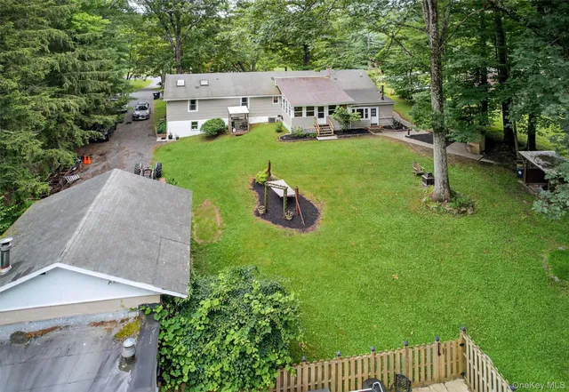 an aerial view of a house