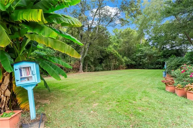 a view of a house with a backyard