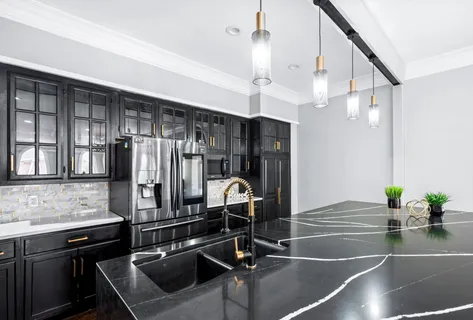 an empty room with closet and windows