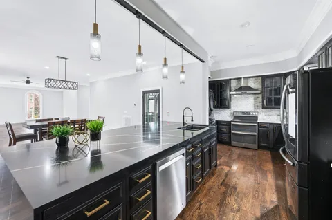 a view of a hallway with staircase