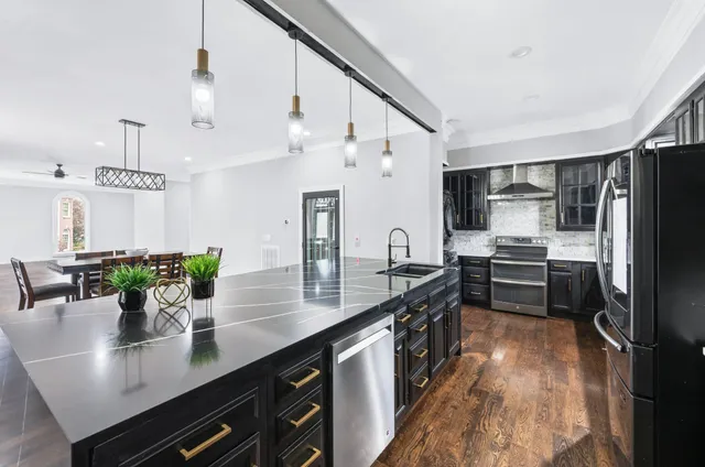 a view of a hallway with staircase