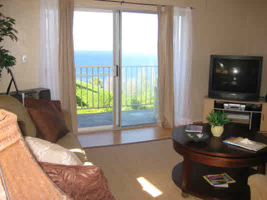 3780 Edward Road, Unit 5201 Princeville, HI 96722 - Photo 9 of 23 a living room with a flat screen tv and floor to ceiling window