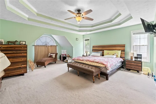 a bed room with a bed and a television