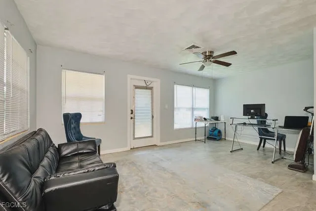 a living room with furniture