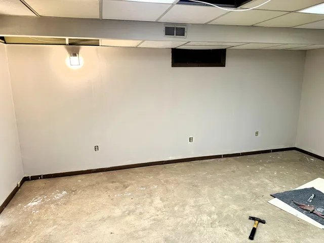 a view of a room with racks on the wall