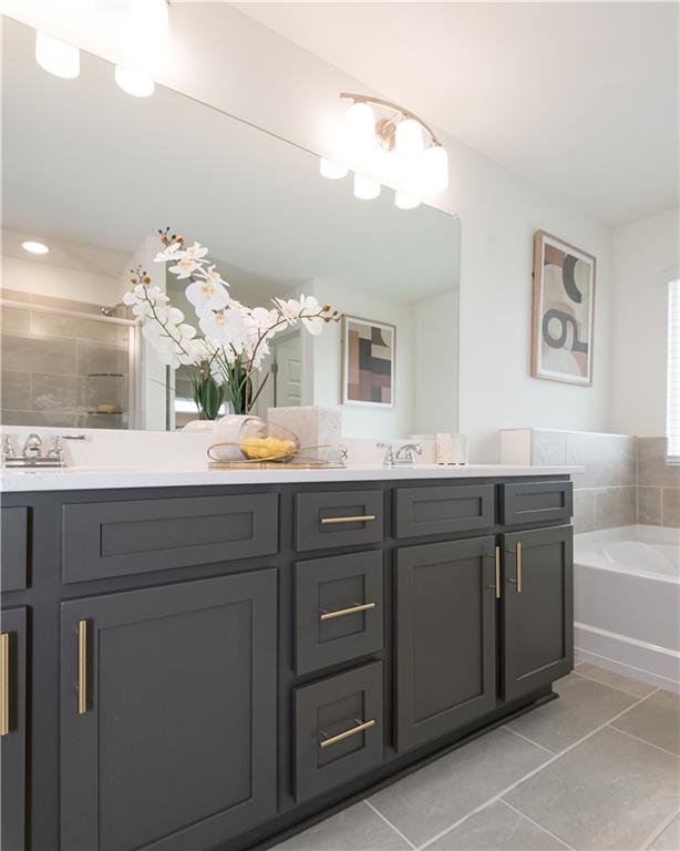 5910 Springs Way Stonecrest, GA 30038 - Photo 27 of 35 a bathroom with a granite countertop sink mirror and double