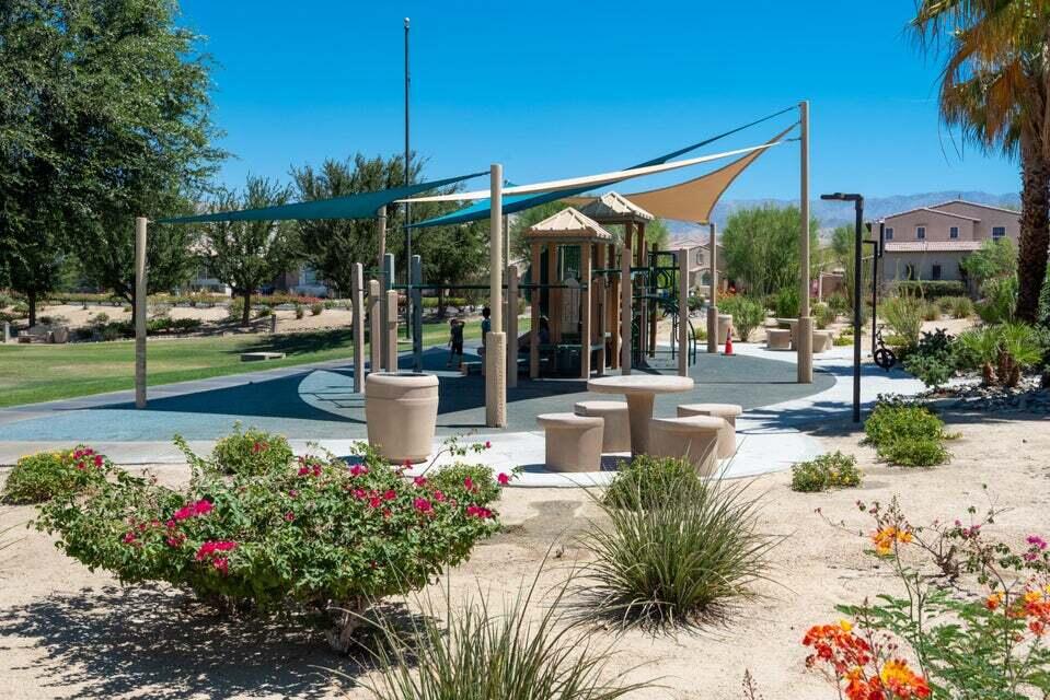 82515 Grass Flat Lane Indio, CA 92203 - Photo 41 of 44 a view of a garden with sitting area