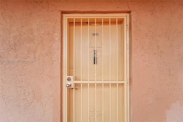 a view of a wooden door