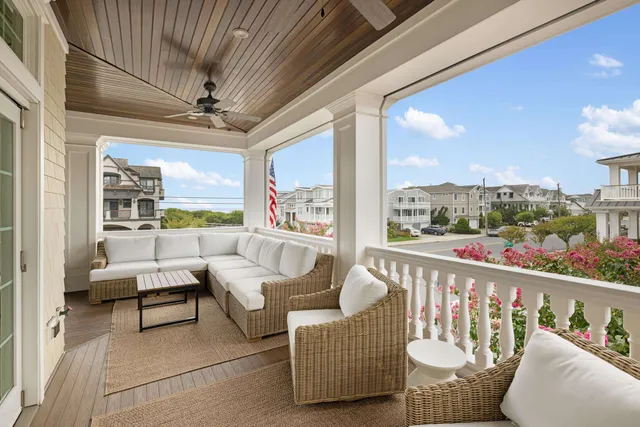 a balcony with furniture and a couch