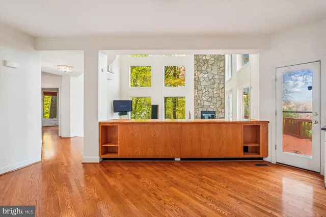 an empty room with windows