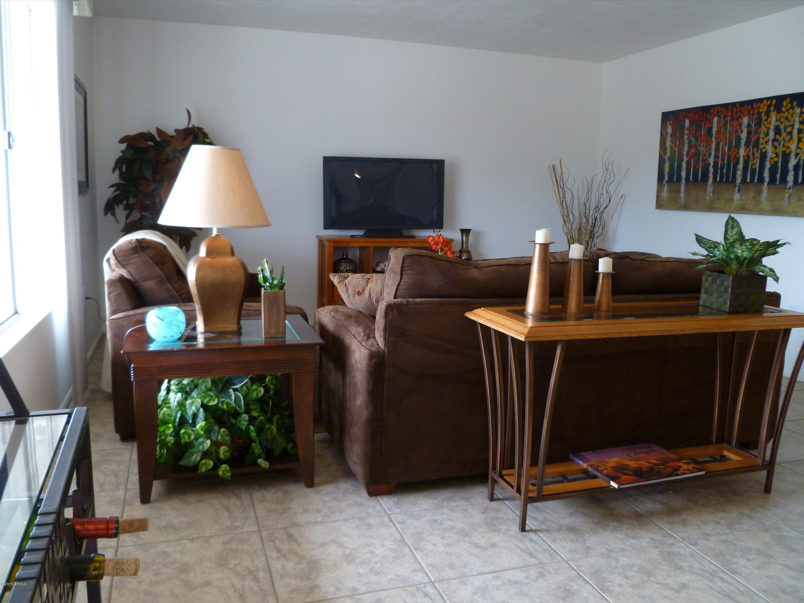 Light and bright tiled living room