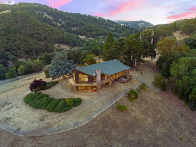 an aerial view of a house