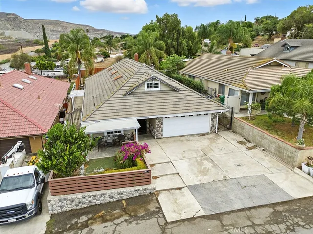 an aerial view of a house