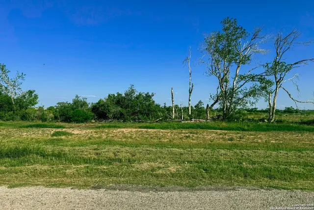 a view of a golf course with green space
