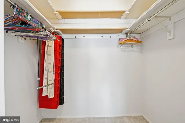 a view of walk in closet with clothes