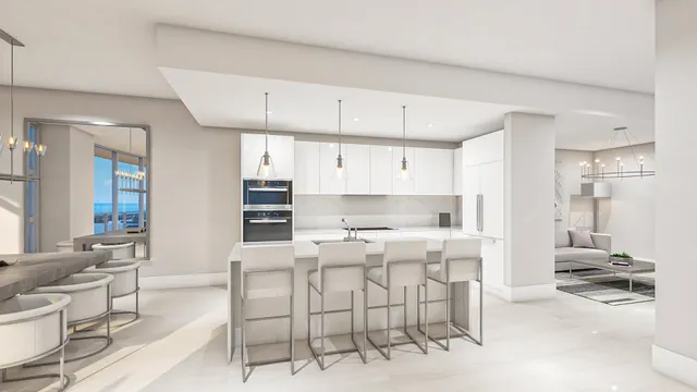 a room with a table and chairs