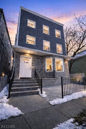 a front view of a brick building